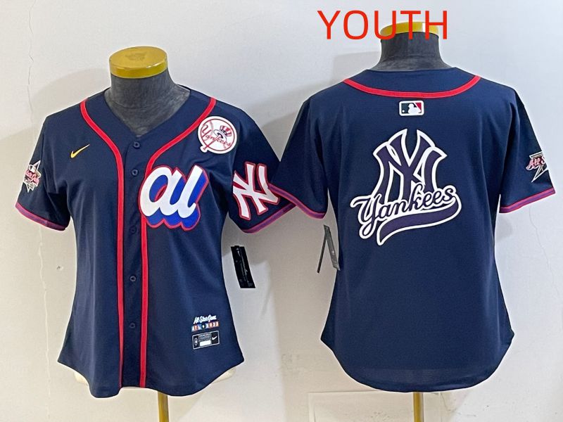 Youth 2025 New York Yankees Blank Drak Blue All star Nike MLB Jersey style 011